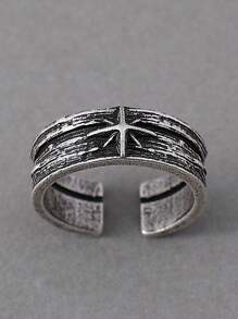 1pc Vintage Starry Night Men's Adjustable Open Ring, Silver Punk Gothic Style Handmade Neutral Jewelry Gift