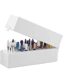 1pc 5.31-Inch ABS Material Nail Drill Bit Holder, Dust-Proof Display Storage Box, 30-Hole Nail Art Tool (Drill Bits Not Included)