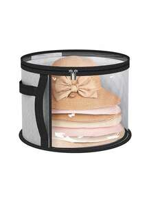 Black Large Capacity Hat Storage Bag, Top & Side Transparent Window, Foldable, Sturdy Handle, For Cowboy Hat, Baseball Cap, Beach Hat, Holds Up To 7 Hats - Multicolor - View 9