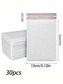 30 件珠光膜气泡邮寄白色自封运输信封，缓冲包装用品，适用于将衣服、服饰和小件物品送回学校