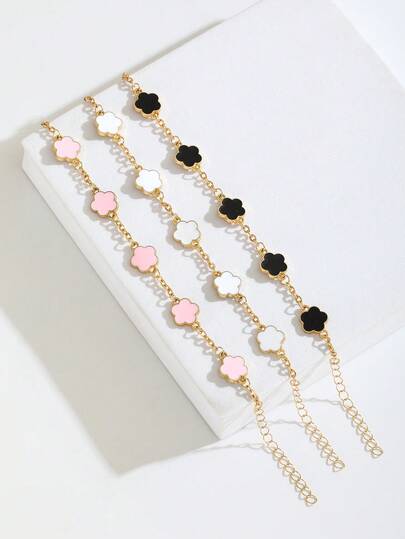 1pc Elegant Vintage Metal 5-Petal Flower Bracelet, Suitable For Girls & Boys, Summer Travel, Daily Wear, Holiday, Birthday Gift, Back To School Gift