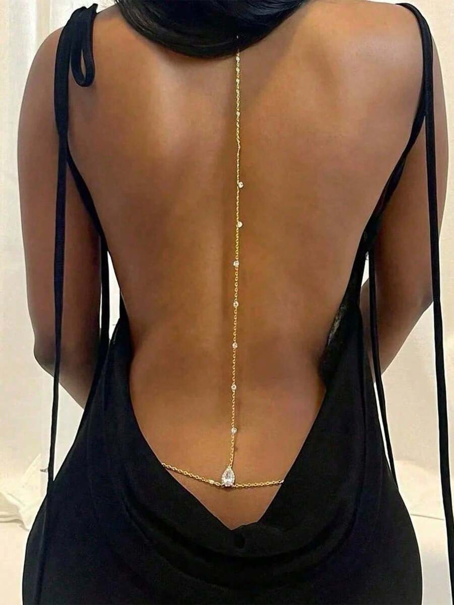 1 chiếc dây đeo lưng thanh lịch dành cho nữ, dây đeo thân cá nhân hóa thời trang, thiết kế hình giọt nước đính kim cương, trang sức thân thể cổ điển dành cho nữ, phù hợp làm phụ kiện cô dâu sang trọng trong đám cưới, phụ kiện váy dạ hội, phụ kiện trang phục gợi cảm, phụ kiện ngày lễ, phụ kiện nội y nhập vai. - Nhiều màu - Xem 1