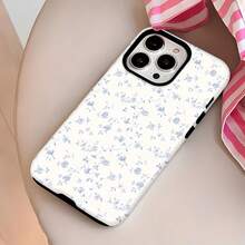 Floral Mobile Phone Case, Designed With Delicate Blue Flowers And Swirling Vines, Suitable For IPhone 16, 15, 14, 13, 12 And 11 Pro Models, Made Of TPU Material, And Provides Shockproof Protection. Perfect For Family, Friends, Children, Birthdays, Spring, Holidays, Boyfriends, Girlfriends, And Valentine's Day Gifts. - 白色 - 查看 6