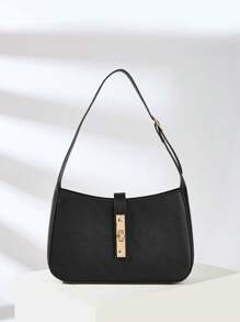 1 件女士简约腋下单肩法棍包，可调节肩带尺寸单肩包，简约带扣方形包，适合日常、工作、派对使用，理想的礼物选择