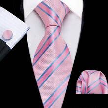 Barry.Wang-Conjunto de gemelos cuadrados de bolsillo para hombre, corbata Floral de Jacquard, color rosa, Coral, melocotón, seda, para boda, de negocios UKCU - N-0433 - Ver 12