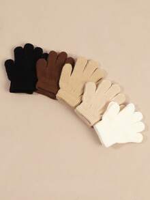 5 pares de guantes de invierno para niños, guantes de punto de dedos completos para bebés y niños, guantes cálidos y elásticos a granel para niños y niñas