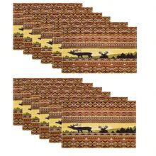 1/4/6 piezas Manteles individuales lavables de lino con estampados, salvamanteles protectores para mesa de interior y exterior, adecuados para vacaciones, fiestas, cocina