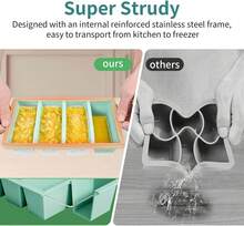 Silicone Freezer Tray For Sauce Cube:  Silicone Freezing Tray For Soup Storage - Freeze 250mL 125mL Souped Broth Portion,9830778 - 青檸色 - 查看 6