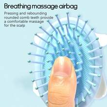 MINISO 三丽鸥肉桂卷 3D 按摩气垫发梳，柔软硅胶刷毛和防静电设计，可爱的粉色蝴蝶结印花，非常适合日常护发、头皮按摩和送礼（1 件） - 白色 - 查看 4