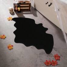 1 pieza Alfombra de baño de murciélago negro de Halloween, alfombra pequeña, felpa corta, felpudo de Halloween, alfombra pequeña para el baño - Antideslizante, lavable a máquina, felpudo rectangular, diseño de murciélago, adecuado para decoración de baño o dormitorio, accesorios de baño