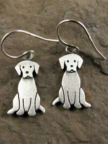 1 Pair Retro Bohemian Style Labrador Dog Shaped Earrings, Gift Jewelry Suitable For Women/Dog Lovers Daily Wear