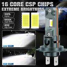 TOAUTO 2Pcs H4 Socket Base LED Car Headlight 80W High Power Turbo Bulb 6000K 20000LM Chip Mini Led Light Plug & Play Wiress With Fan - H7 - View 3