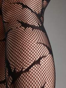 1 đôi tất lưới kiểu Gothic, tất lưới phù thủy cho dịp lễ/Giáng sinh - màu đen - Xem 4