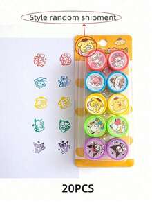 Sanrio 10/20/30pcs Sanrio Stamp Set - Cute For Kuromi, For Cinnamoroll & Friends Designs - Washable, Ideal For Paper Crafts, Scrapbooking, Notebooks, And Gift Decorations, Notebook Accessories | Playful Design | Washable Ink