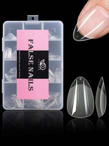 120/240片短杏仁指甲片软凝胶透明凝胶指甲片半哑光全覆盖指甲片亚克力预锉按压假指甲片用于指甲延长家庭DIY美甲按压指甲美甲用品