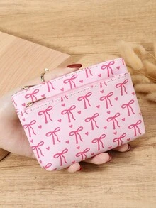 粉色蝴蝶结爱心图案时尚小巧轻便时尚适合周年纪念日适合生日礼物适合白领人士适合男士适合女士钱包迷你钱包零钱包钱包 - 粉色 - 查看 12