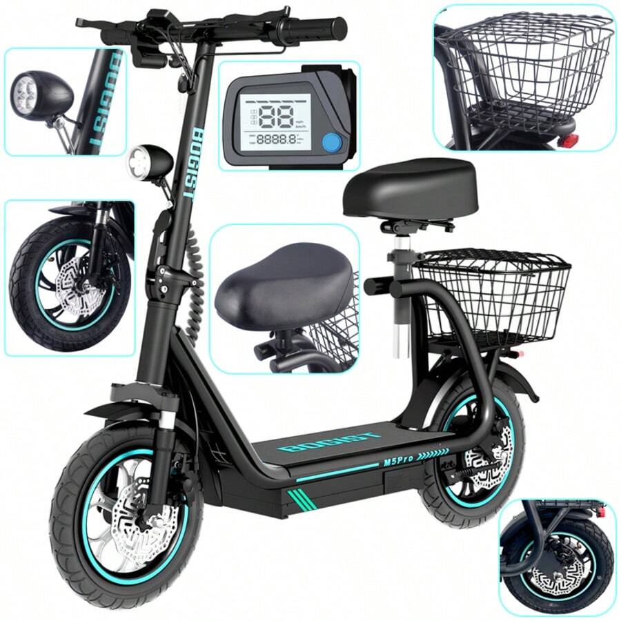 Scooter eléctrico BOGIST M5 PRO para adultos con asiento y cesta 885W ...
