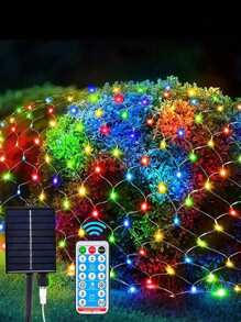 1 Stück Solar 1,5x1,5 Fischernetz Licht, wasserdichte LED mit transparentem Kabel, blinkende Lichter für Garten Außenbereich, geeignet für Terrasse, Wand, Dach, Balkon, Thanksgiving Dekorations Lichterkette
