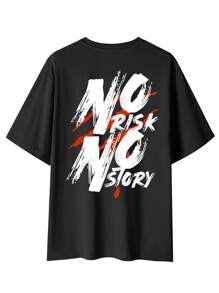 T-shirt casual estiva da uomo in seta ghiacciata con stampa a lettere