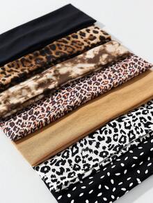 女士发带吸汗带 7 件/套豹纹柔软防滑头带，女士弹性瑜伽运动头饰，多功能日常佩戴，适合多种场合发饰时尚发带