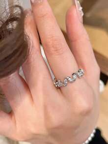 经典奢华设计方晶锆石扭线戒指，优雅的工作风格女士戒指 - 電話線戒指 - 查看 8