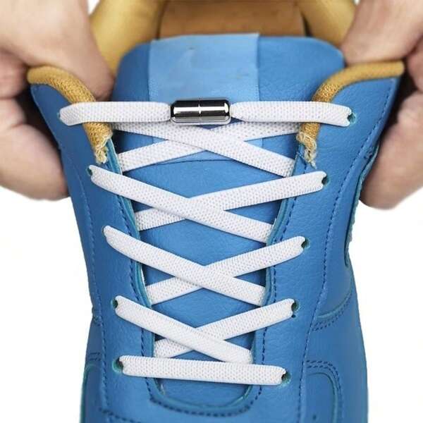 2 Pairs Polyester Elastic No Tie Shoelaces, Suitable For Outdoor, Home, Office, Vacation, Gym, Beach, Party, Wedding, School, All Seasons