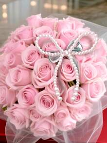 10pcs/5pcs-Faux Pearl Bowknot Decoration, Beaded Chain Party Supplies Flower Shop Bouquet Rose Arrangement Accessory, Holiday Parties And Floral DIY Packaging Decoration,Pearl Bow Cake Toppers, Bow Decorations, Flower Wrapping Beads, And Floral Supplies For Cake Decoration. Romantic Cake Decoration Set Suitable For Birthdays, Anniversaries, Weddings, Autumn Decoration - Multicolor - View 11