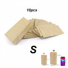 50/100 bolsas de papel kraft marrón, bolsas de embalaje duraderas para regalos de fiesta, aperitivos, galletas, hamburguesas, adecuadas para pequeños negocios, comestibles, almuerzos, recuerdos de fiesta, para llevar, aplicables para fiestas, bodas, cenas de verano, vuelta al cole, Día Nacional, Halloween, Navidad