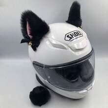 2 pièces Décoration de casque avec oreilles de chat et clochette dorée, oreilles en peluche pour casque, accessoires de casque de moto de ski, oreilles de chat pour casque, accessoire adhésif en peluche pour casque de vélo et de moto, décoration de casque pour Noël, Halloween, Jour des Morts