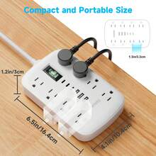 14-In-1 Desktop Charging Station - Surge Protector With USB-C Ports, 4 Outlets And 6 USB(3 USB-C), 5ft Extension Cord, Wall-Mounted, Multiple Outlets For Home And Office Dorm, Kitchen, Overload Protection - 查看 7