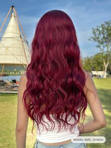 V-förmige Clip-In Haarverlängerungen in Weinrot, 24-26 Zoll lang, natürliche Welle, wellig, synthetisches Haarteil für den täglichen Gebrauch von Frauen