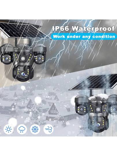 SWVW 15MP WiFi Solar IP Camera CCTV Triple Lens Screen PTZ Auto Tracking Curious Security Surveillance V380 Pro Camera, Outdoor Indoor Home Cameras, Wireless Ring ,None Cameras,CCTV Cameras,Pet ,Smart Automatic Tracking, Alarm Night Vision view 5