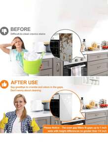 1pc Durable Silicone Kitchen Gap Sealing Strip, Waterproof, Heat-Resistant, Oil-Proof, Suitable For Sealing Gaps Between Kitchen Cabinets, Ovens, Appliances, Washers, Stoves, Practical And Reusable, Easy To Cut To Fit, Easy To Clean, Essential For Home And Restaurant