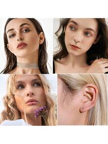 Milacolato 16G Septum Ring For Women Dangle Septum Jewelry Hinged Nose Rings Surgical Steel Star Heart Horseshoe Daith Tragus Helix Cartilage Hoop Earrings Septum Piercing Jewerly - 彩色 - 查看 6