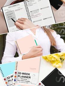 Sổ kế hoạch 52 tuần (1 cuốn), sổ ghi lịch học tập, lịch trình 52 tuần, nhật ký nâng cao hiệu quả, văn phòng phẩm & đồ dùng học tập, lịch dành cho người lớn & sổ kế hoạch cá nhân, vật dụng cần thiết cho năm học mới. - Nhiều màu - Xem 5