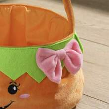 万圣节不给糖就捣蛋蝴蝶结南瓜桶、万圣节南瓜灯糖果篮猫脸蜘蛛桶、不给糖就捣蛋蝴蝶结绿叶礼品篮、篮子收纳、储物盒、万圣节派对装饰用品 - 彩色 - 查看 12