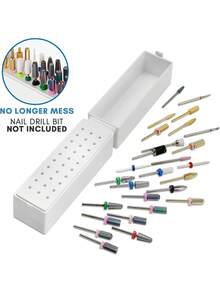 1pc 5.31-Inch ABS Material Nail Drill Bit Holder, Dust-Proof Display Storage Box, 30-Hole Nail Art Tool (Drill Bits Not Included)