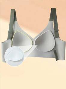 3 piezas Sujetador inalámbrico sin costuras para mujeres, cómodo levante y soporte, sin bultos laterales, previene el caído, diseño de espalda en T - Multicolor - Ver 4