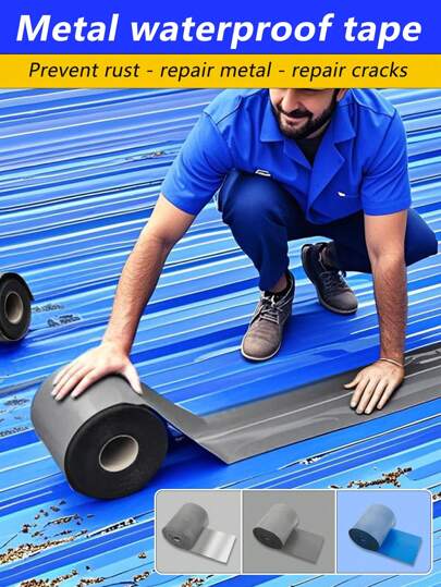 2m Long Waterproof Tape/Sealant Tape With Waterproofing, Anti-Rust Renovation, Anti-Corrosion Functions, Suitable For Corrugated Roofing, Metal Roofing, Containers, Self-Adhesive, Can Be Cut, Peel Off Protective Film And Apply Easily, Simple To Use