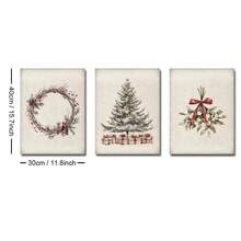 Zestaw 1/3 szt. Nieoprawionego, zabytkowego wieńca świątecznego z sosną, rustykalny plakat na ścianę do świątecznego festiwalu, wydruk na płótnie, minimalistyczny wystrój wiejskiego domu, rustykalny, zimowy, świąteczny, retro obraz do mieszkania, salonu, sypialni, nowoczesnej dekoracji domu