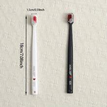 2/4/10pcs - Soft Hair Wide-Head Couple Toothbrush, Gentle Care For The Mouth, Meets Couple's Style Recognition And Care Needs - Black and White - View 3