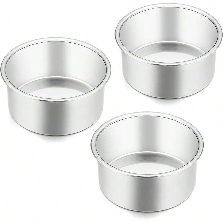 4inch Small Pan 3-Piece Set, Stainless Steel Mini Round Smash Baking Pan, And Healthy, Mirror Finish, Dishwasher - 4 inch (Bộ 3) - Xem 1