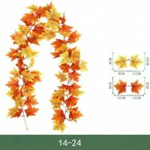 1 件/2 件枫叶花环 秋季花环 枫叶 78.74 英尺人造秋叶花环 人造秋叶悬挂藤蔓 适合室内室外家庭婚礼万圣节感恩节墙壁装饰