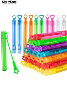 12/24 unidades Varitas de burbujas mini, adecuadas para regalos de fiesta de cumpleaños, obsequios para invitados, premios, bodas y fiestas al aire libre, suministros para fiestas de dinosaurios, colores aleatorios, esenciales para mejorar la atmósfera (botellas vacías, sin solución de burbujas)