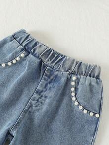 2 件套年轻女孩运动衫套装，黑色长袖圆领运动衫，蝴蝶结印花，水钻刺绣直筒牛仔裤，2025 年秋季新品 - 黑色 - 查看 8