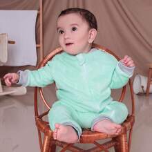 Cozy Green Fleece Jumpsuit With Zipper Warm Cold Weather Clothes For Baby RN To GG Soft Winter - Green - View 6