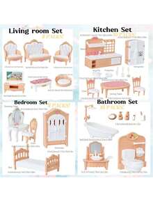 全新逼真家具系列儿童角色扮演逼真室内家具玩偶套装