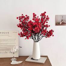 1pc/3pcs Plastic Artificial Flower Bouquet, Cherry Blossoms Artificial Flowers Baby's Breath,Modern Artificial Flower Bundle For Home Decor,Fake Plants,Fall Decor,Room,Desk,Garden Decor,Room Decoration Stuff