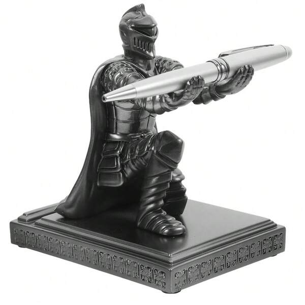 Personalisierte Ritter-Stiftehalter, Harzmaterial, einzigartige Geschenkdekoration, für Wohnzimmer, Schlafzimmer, Arbeitszimmer, Büro, 15 * 13 * 9,5 cm