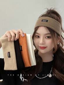 1PC Knitted Elastic Headband, Casual Sports Headscarf Wide Edge Headband